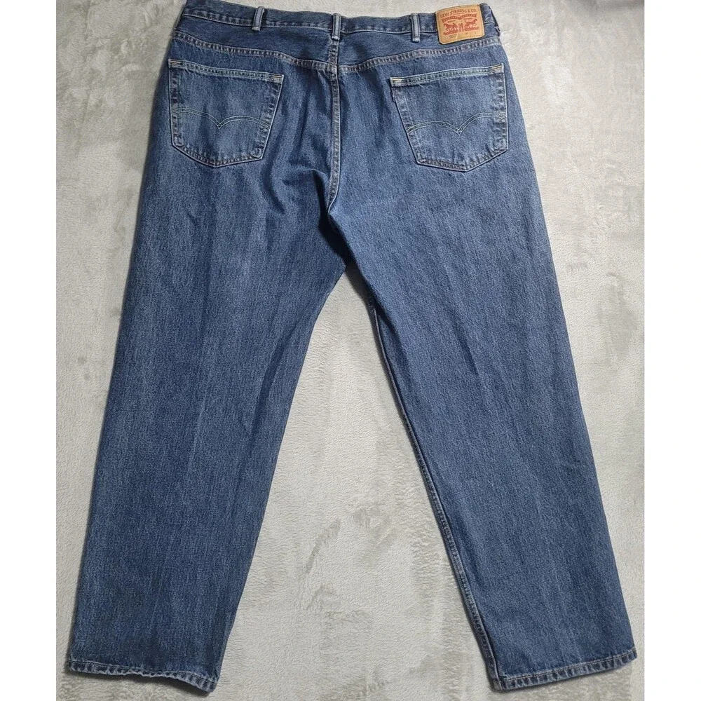 Levi's 550 Jeans Mens 46x32 Blue Med Wash Relaxed Tapered Zip Fly Denim Cotton